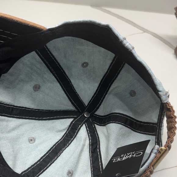 Chapel Hats Embellished Denim and Tan Cap NWT - Picture 10 of 11